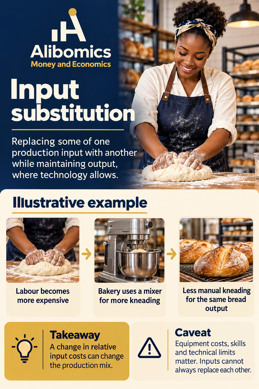 Input substitution: Changing the mix of inputs while maintaining output.